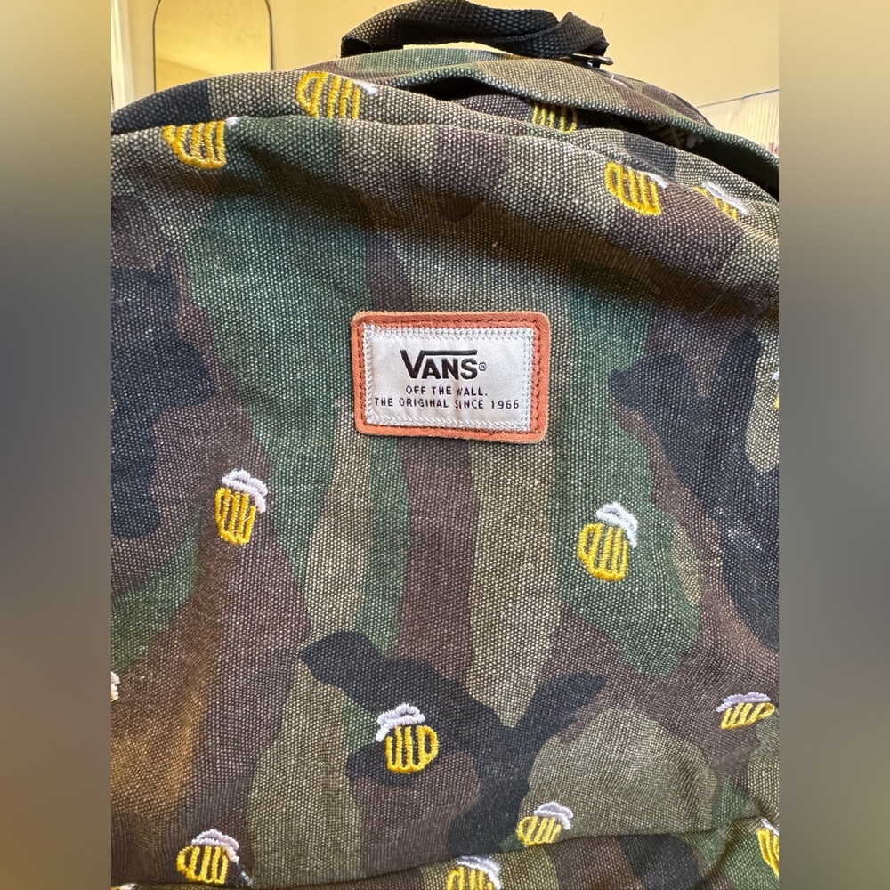 Vans Green Camouflage Backpack with Beer Mug Design - Picture 2 of 12